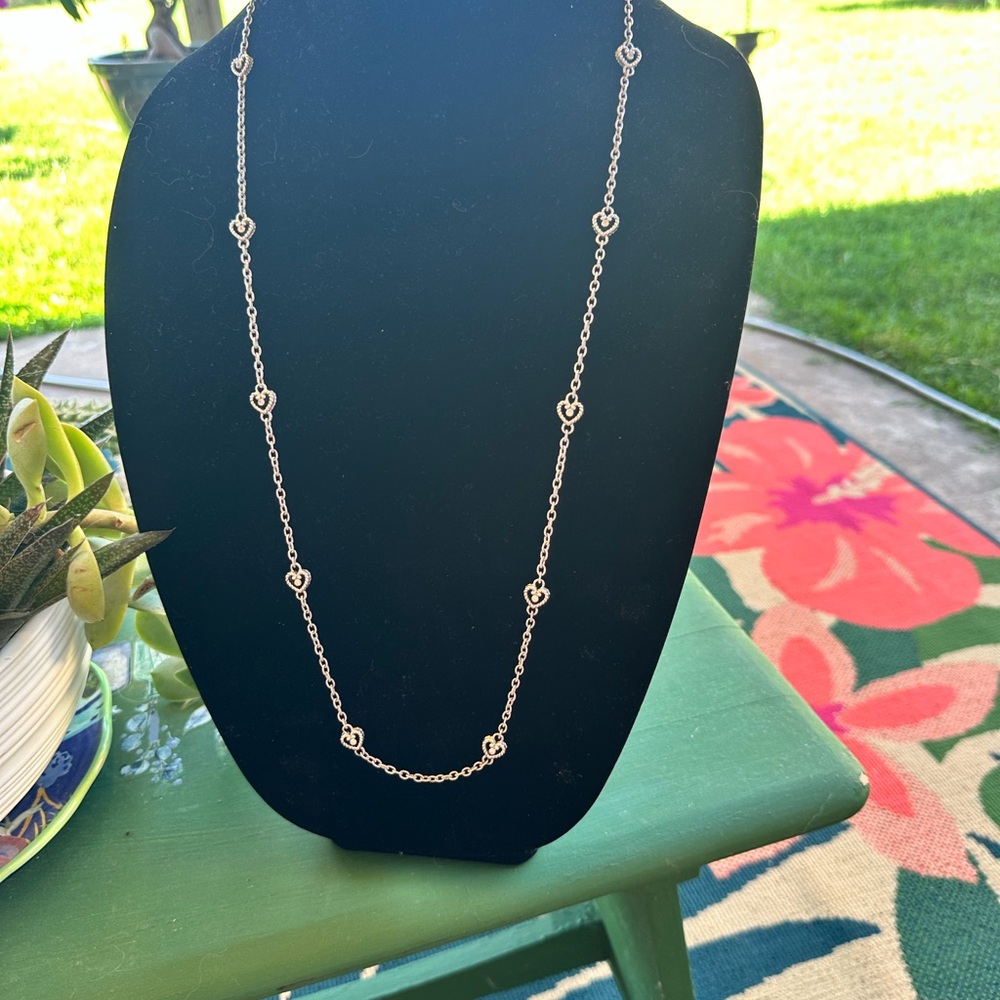 Judith Ripka Sterling Silver Heart Link Long Station Necklace